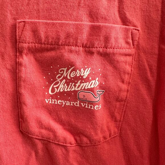 Vineyard Vines Merry Christmas Shirt 100% Cotton Salmon Color Size Large 16 - Picture 4 of 6